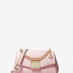 NEW Michael Kors Pink Lita Small Logo and Leather Crossbody Bag